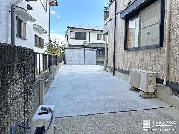 広々としたお庭コンクリートを打ちお手入れの手間を軽減した工事