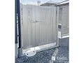 お庭の入り口に親子開きの門扉を設置し便利な出入りを叶えた工事