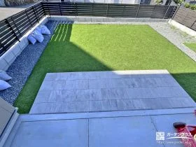 人工芝とタイルテラスで快適なお庭空間をつくったリフォーム工事
