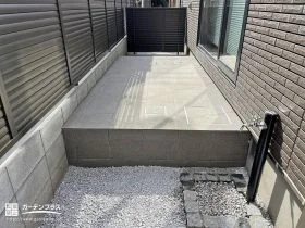 お手入れもしやすいスタイリッシュなタイルデッキ[施工後]