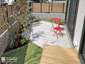 斜めの配置がおしゃれな、居心地の良いお庭[施工後]