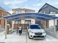 2台のお車を守る緩やかなカーブを描く屋根のカーポート設置工事
