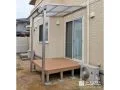 頭上にテラス屋根をつけ天候を気にせず洗濯物が干せるデッキ工事