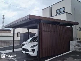 目隠しと安心感を両立するスタイリッシュカーポート[施工後]