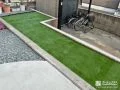 お庭の一画に緑鮮やかな人工芝のスペースを設け彩りを加えた工事