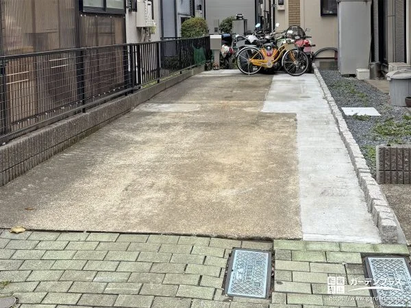 間のブロックを解体して駐車スぺースを拡張したリフォーム工事