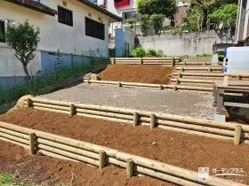 傾斜のあるお庭を整えて家庭菜園として使いやすくしたお庭工事