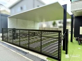 防犯対策も兼ねたカーゲートや照明の設置リフォーム工事