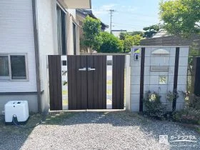 木目調がおしゃれな門扉を設置し防犯性を向上[施工後]