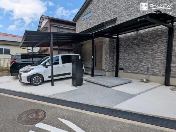 建物の魅力を際立たせる、モノトーンの美しい新築外構