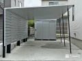 スタイリッシュなカーポートと物置の設置工事