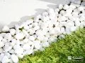 人工芝と白砂利の美しいコントラスト