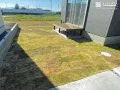 天然芝とウッドデッキで心地よい庭