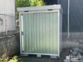 柔らかなグリーンのカラーがお庭に映える物置を設置した工事