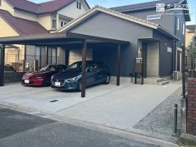 落ち着きのあるナチュラルモダンなオープン外構