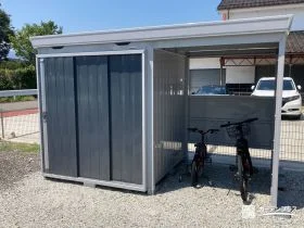 サイクルポートとしてもお使いいただける物置[施工後]
