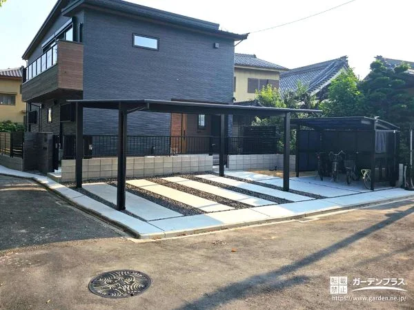 動線にこだわった、機能美あふれるモダンなクローズ外構