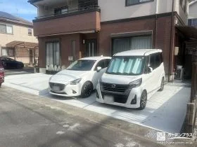 砂利の駐車スペースにコンクリートを打ちすっきり整えた工事