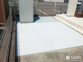 物置周りをコンクリートで整えて使用しやすくしたリフォーム工事