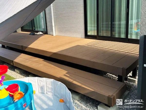 お子様とのお庭時間をたっぷりと楽しめるウッドデッキ工事