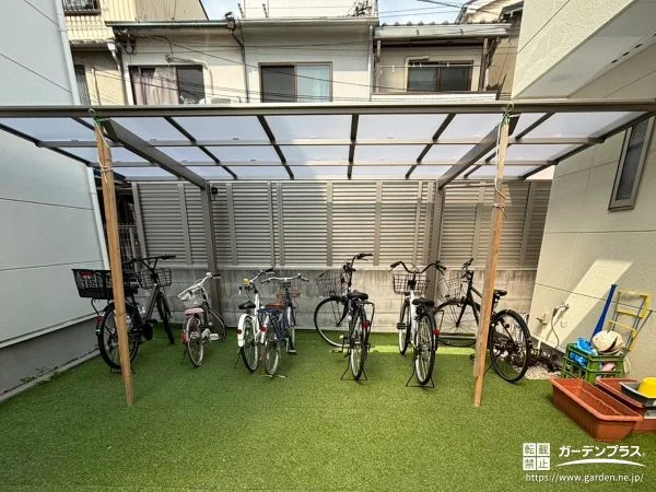 安心して使える防犯カメラ付きサイクルポートを設置した工事