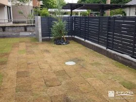 オリーブが映える、ナチュラルな芝庭空間[施工後]