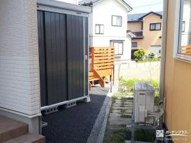 使い勝手の良い物置とアスファルト舗装で整えた空間活用工事