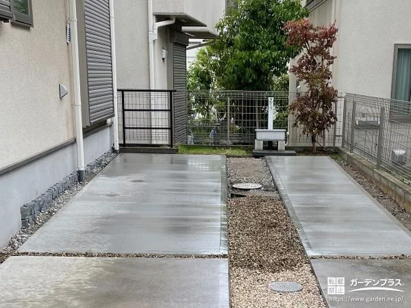 ピンコロ石が可愛らしいアクセントとなった駐車スぺース工事