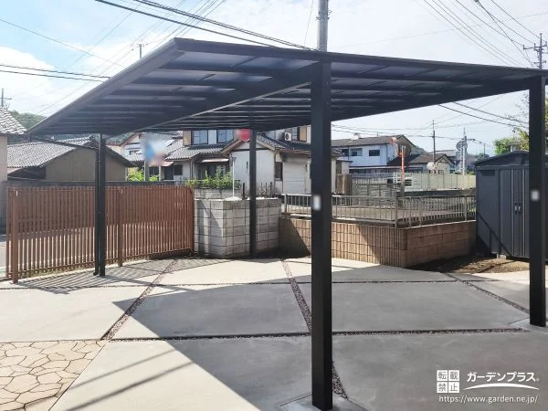 落ち着いたカラーで統一したスタイリッシュな印象の外構工事