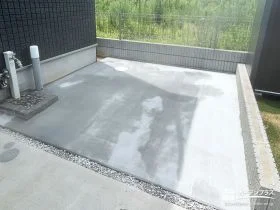 お庭の一画に土間コンクリートを打ち使いやすい空間にした工事