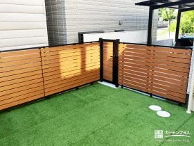 やわらかな木調フェンスで安心して過ごせるプライベートガーデン[施工後]