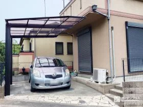 フラットスタイルの屋根ですっきりお車を守るカーポート工事