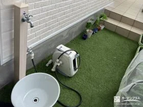 2種類のデザインの立水栓を設置し可愛らしく利便性を高めた工事