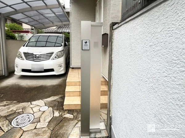 明るさセンサー付きで暗くなってからも視認性の良い機能門柱工事