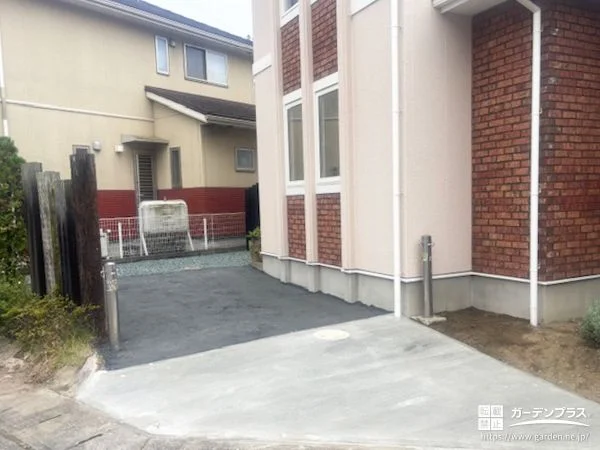 出入りがしやすくなるコンクリートとお庭を整える砂利敷き工事