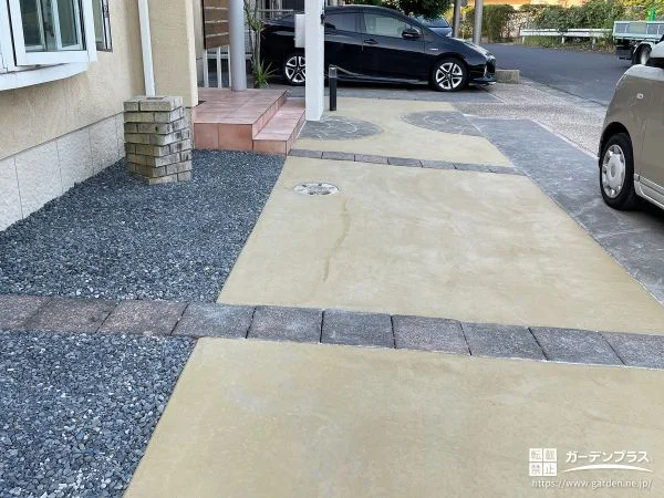 門柱撤去でスペースを拡張したコンクリートの駐車スペース工事