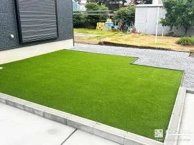 メリハリのあるゾーニングで、使いやすく手入れ不要の庭へ[施工後]