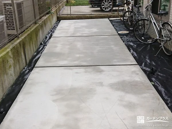 コンクリートでしっかりと雑草の発生を防いだお庭リフォーム工事