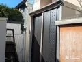 シンプルデザインでお庭にしっくり馴染む収納スペースの設置工事