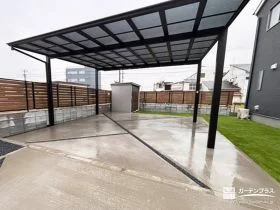 洗車時間も家族時間も楽しめる、家族・愛車想いのカーポート付き外構[施工後]