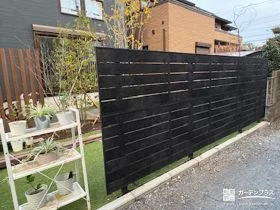 金属調フェンスでお庭まわりを引き締め物置を設置した工事