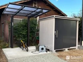 雨の日のお出かけをスムーズにするサイクルポート[施工後]