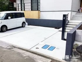 高低差を活かした美学。洗練されたモダンな新築外構