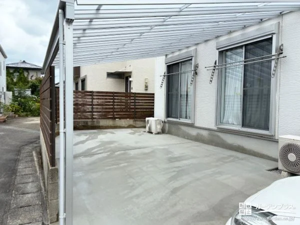 雨の日も安心して使えるテラス屋根と土間コンクリート打設工事