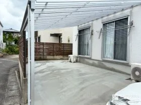 雨の日も安心して使えるテラス屋根と土間コンクリート打設工事