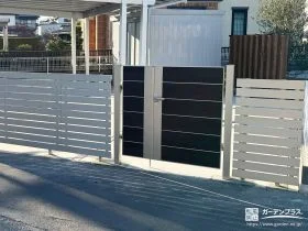 敷地を区切るスタイリッシュなフェンスと門扉[施工後]