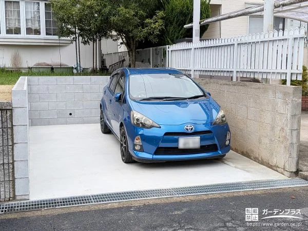 駐車スペースを土留めで囲い安定させつつ拡張したリフォーム工事