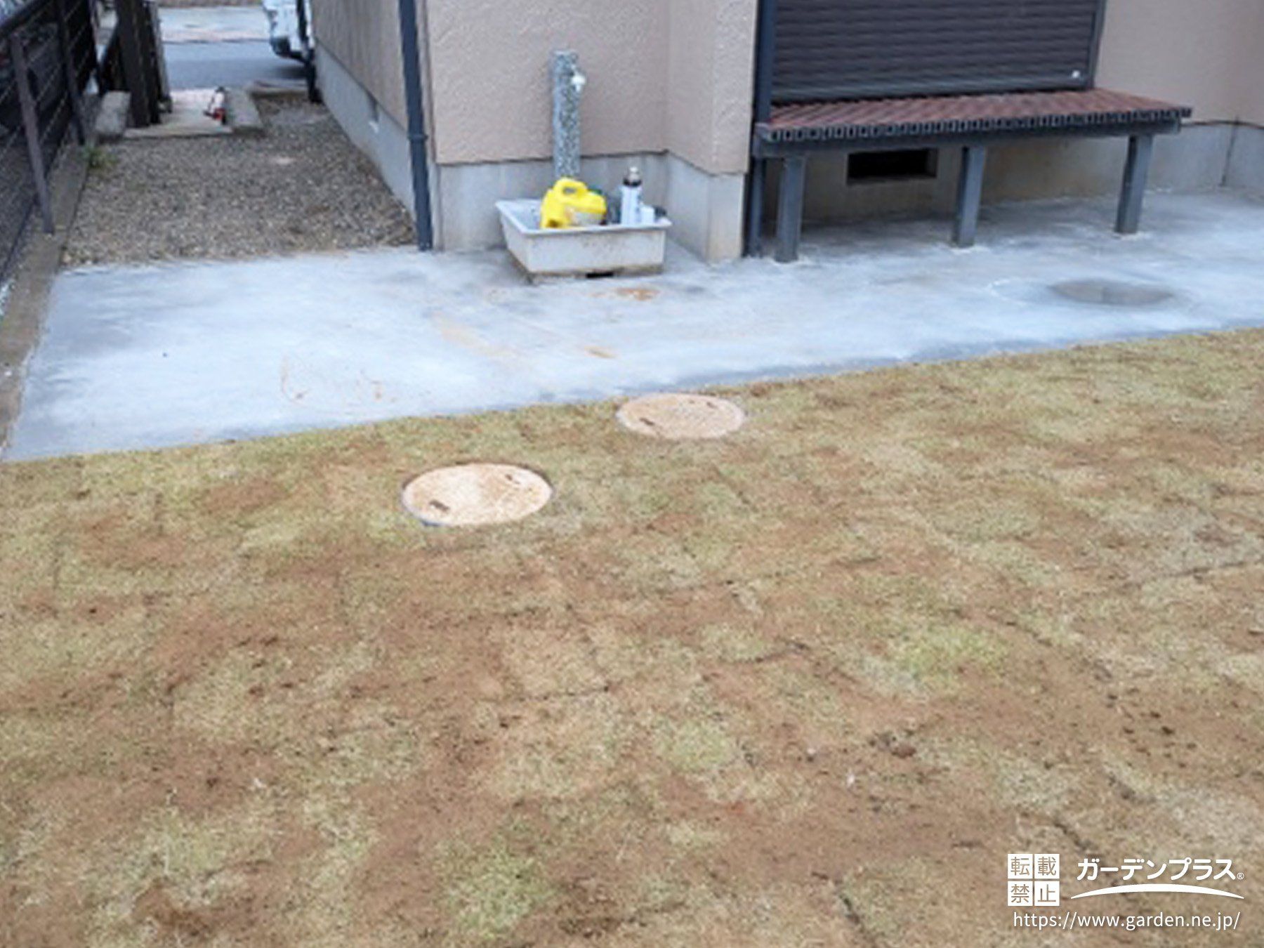 掃き出し窓前をコンクリートで整備