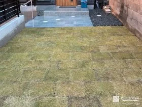 ナチュラルな天然芝が広がる玄関周り[施工後]