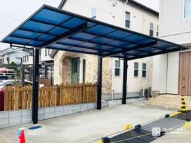 敷地形状を最大限に活用した奥行延長カーポート[施工後]